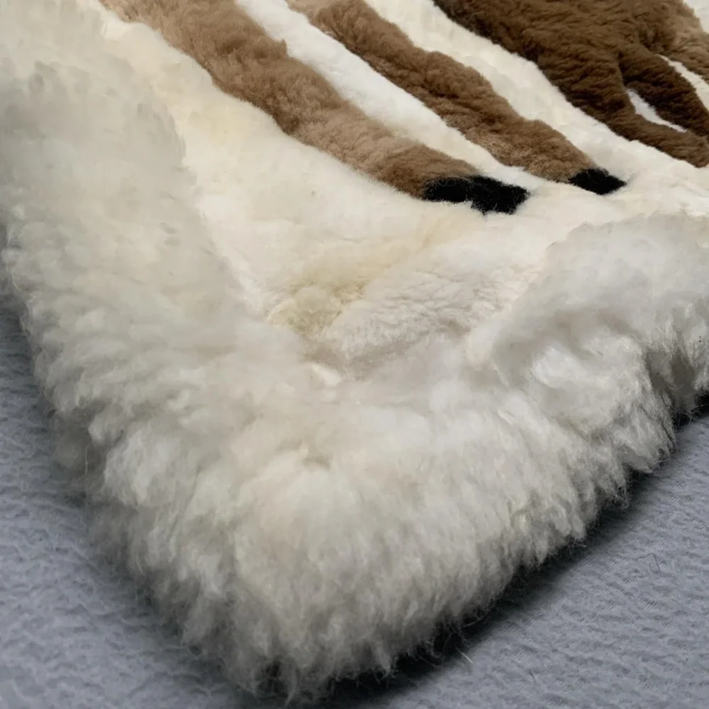 Vtg Peruvian 100% Alpaca Fur‎ Tapestry Rug Hand-made 38x 28 Mother & Calf Rare